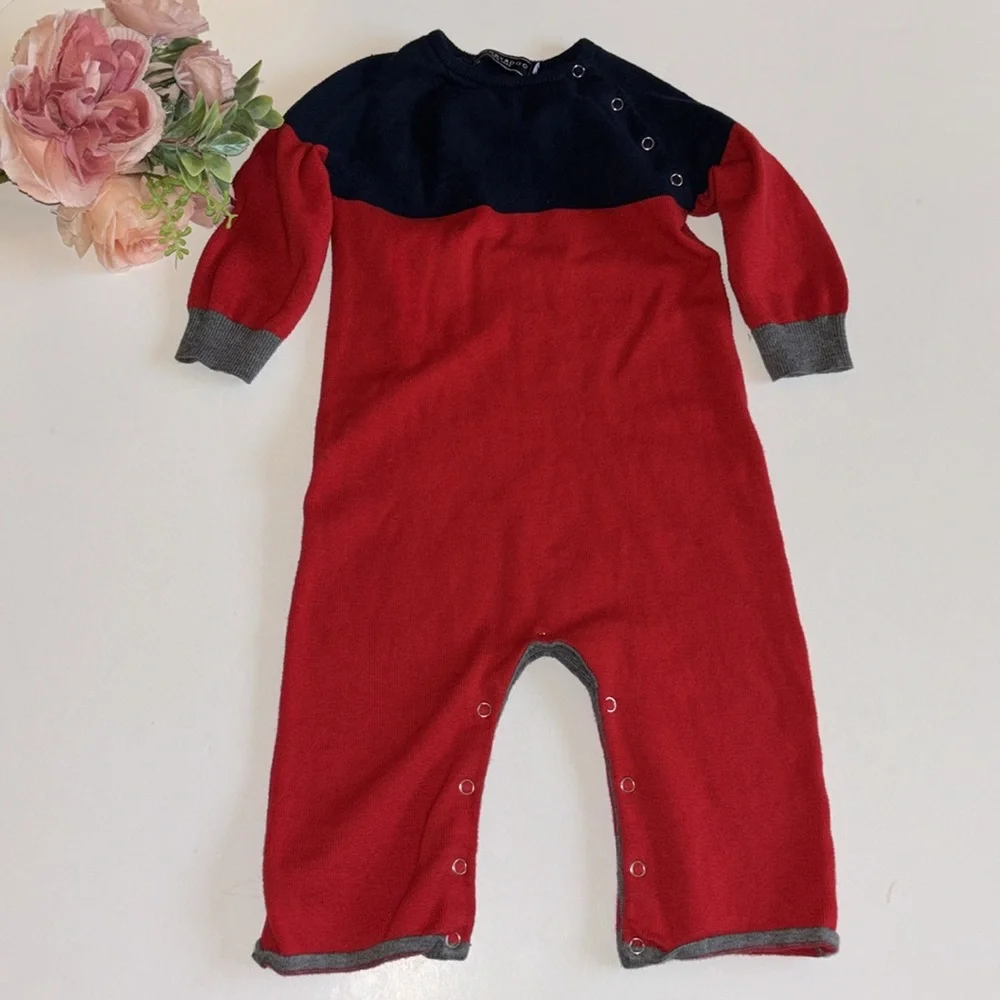 Toobydoo Red and blue sweater onesie 18-24 month Snap bottom ToobyDoo